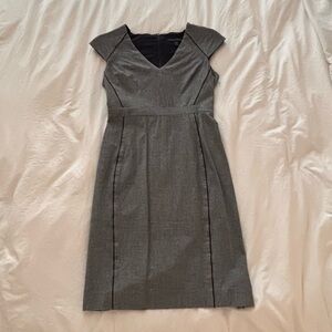 Banana Republic Gray Sheath Dress with Flutter Cap Sleeves